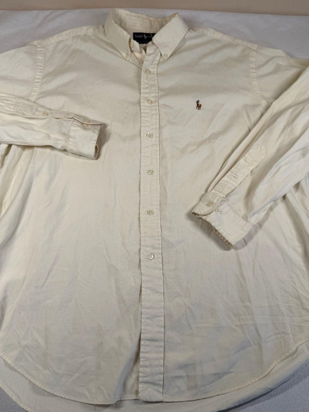 Ralph Lauren Men's 100% Cotton Button-Up Shirt Size XL 17 - Light Yellow